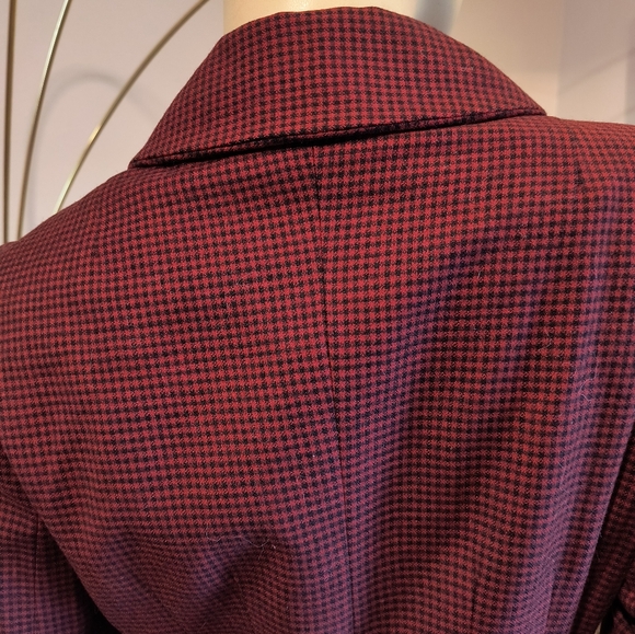 Vtg 1940s Burgundy and Black Blazer Asymmetrical Virgin Wool Miron Woolens - Picture 9 of 14